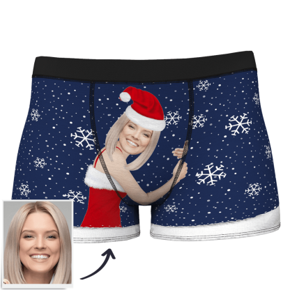 Custom Face Christmas Underwear Men's Boxers Briefs-Blongser