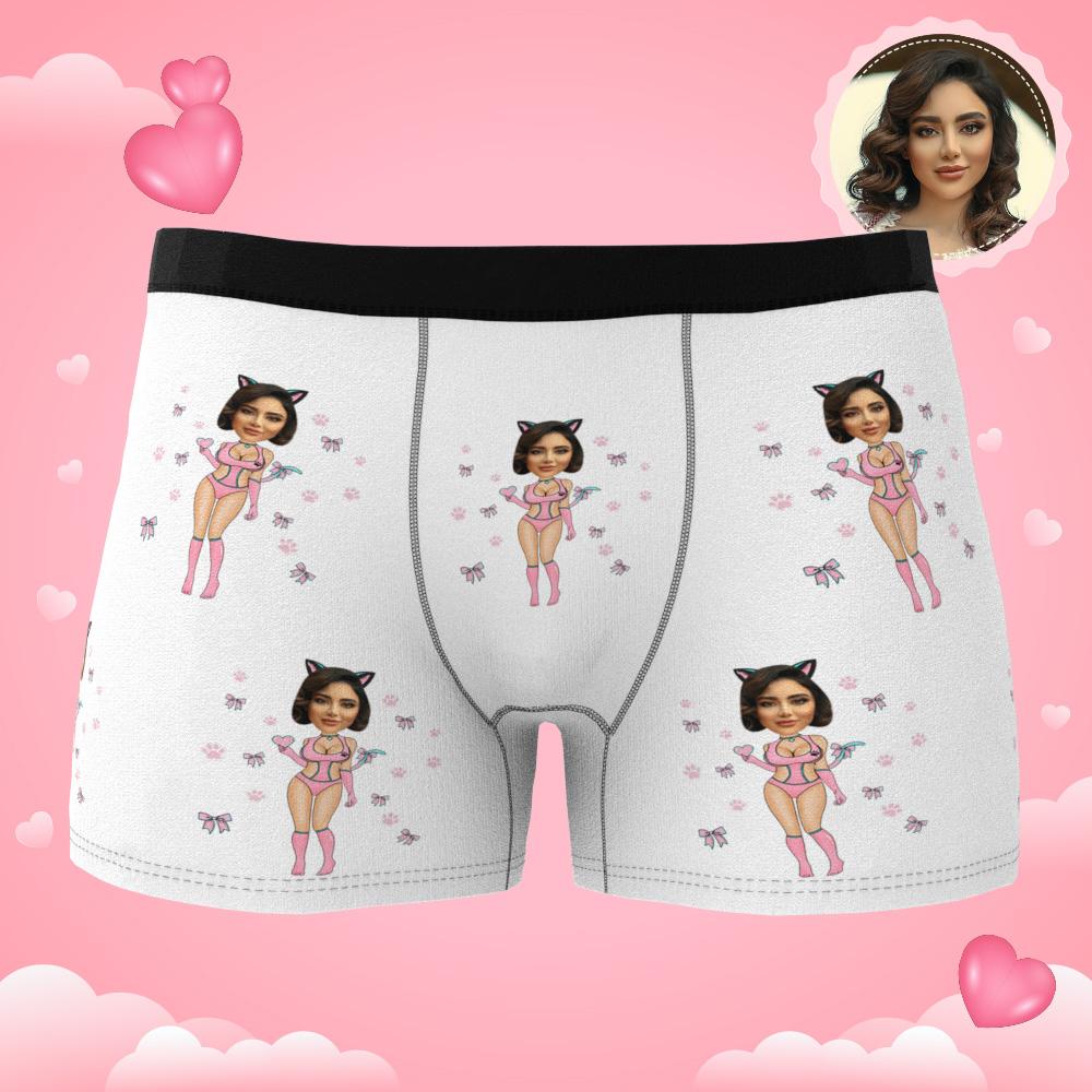 Custom Photo Boxer Catwoman Underwear Men's Underwear Gift For Boyfriend AR View Valentine's Day Gift-Blongser