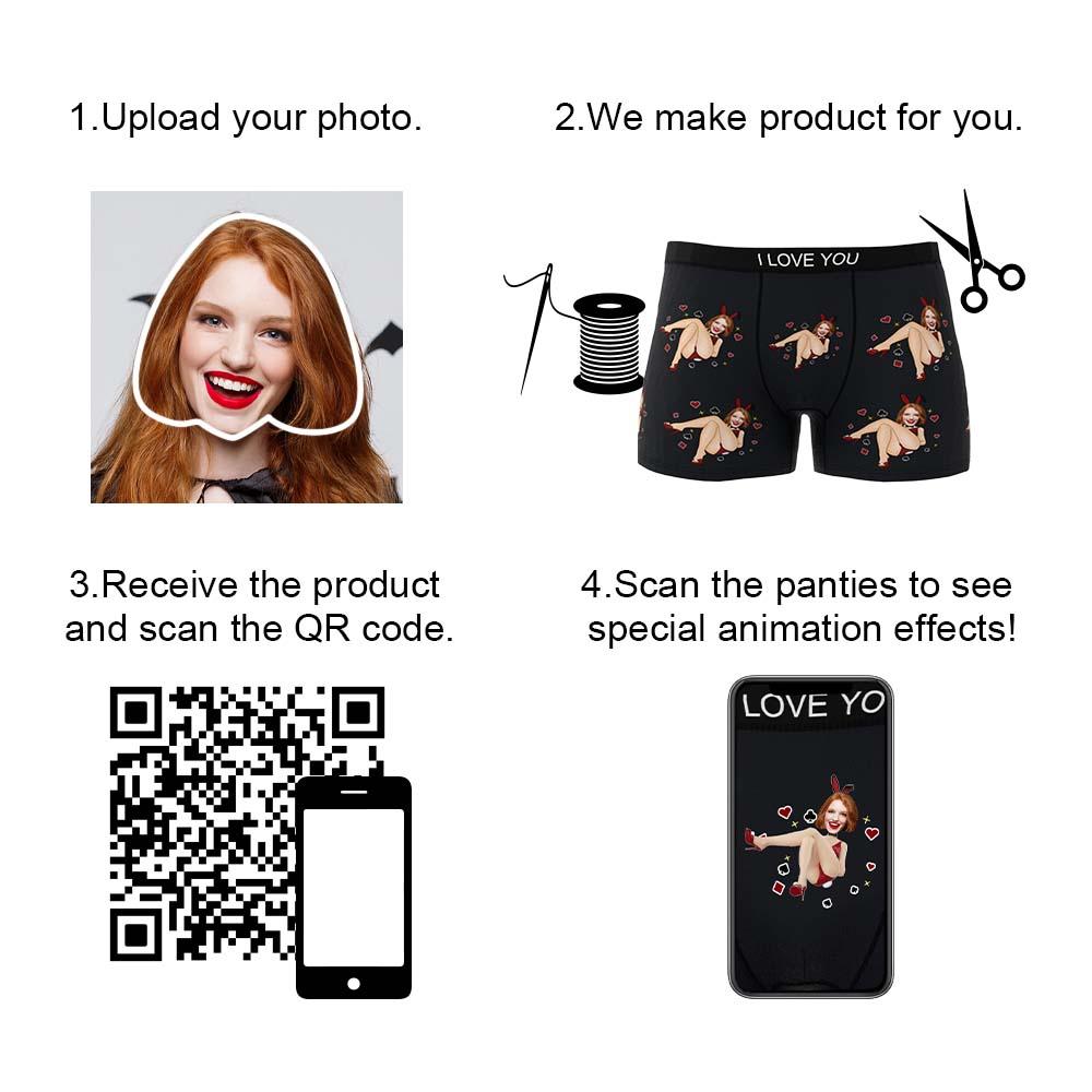 Custom Photo Boxer Bunny Girl Underwear Men's Underwear Gift For Boyfriend AR View Valentine's Day Gift-Blongser