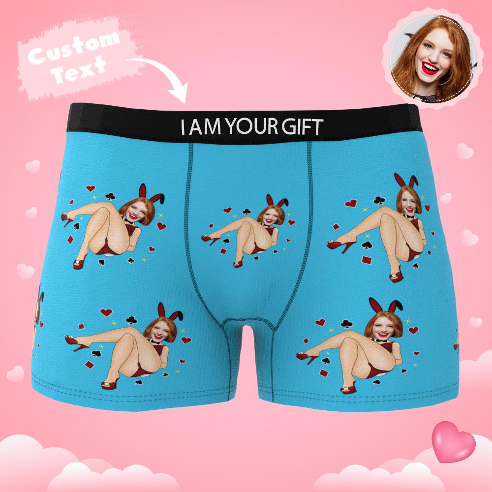 Custom Photo Boxer Bunny Girl Underwear Men's Underwear Gift For Boyfriend AR View Valentine's Day Gift-Blongser