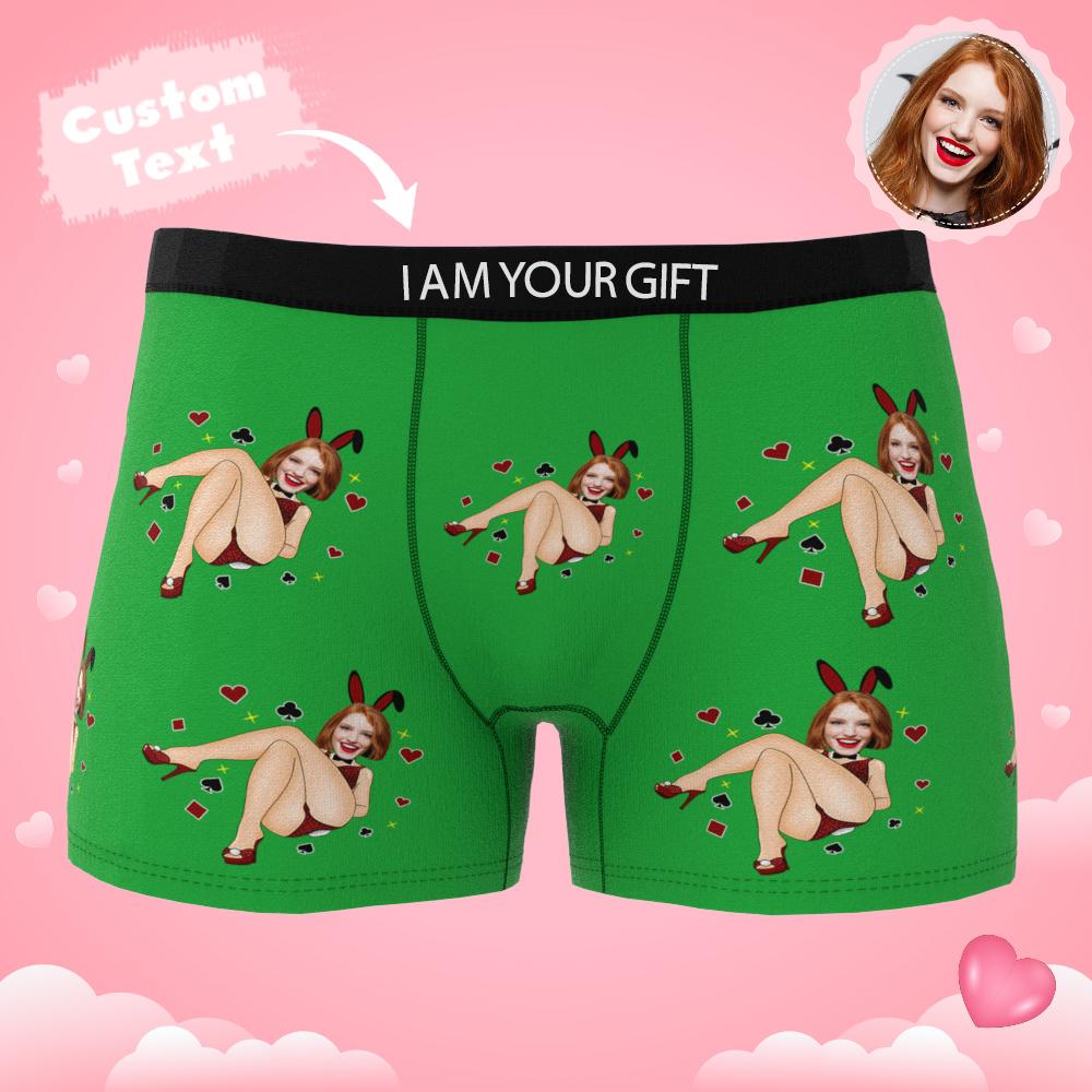 Custom Photo Boxer Bunny Girl Underwear Men's Underwear Gift For Boyfriend AR View Valentine's Day Gift-Blongser