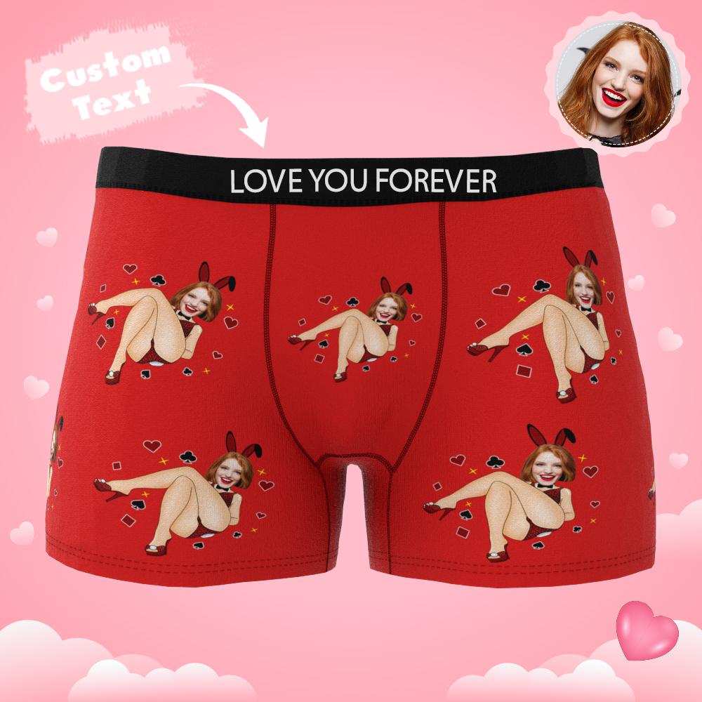 Custom Photo Boxer Bunny Girl Underwear Men's Underwear Gift For Boyfriend AR View Valentine's Day Gift-Blongser
