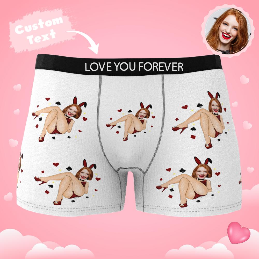 Custom Photo Boxer Bunny Girl Underwear Men's Underwear Gift For Boyfriend AR View Valentine's Day Gift-Blongser