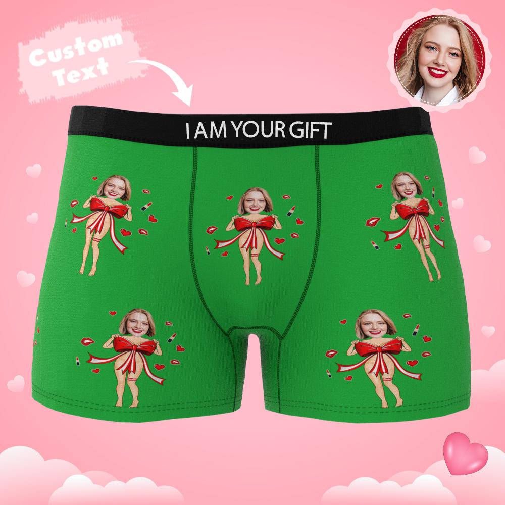 Custom Photo Boxer Red Bow Gift Underwear Men's Underwear Gift For Boyfriend AR View Valentine's Day Gift-Blongser