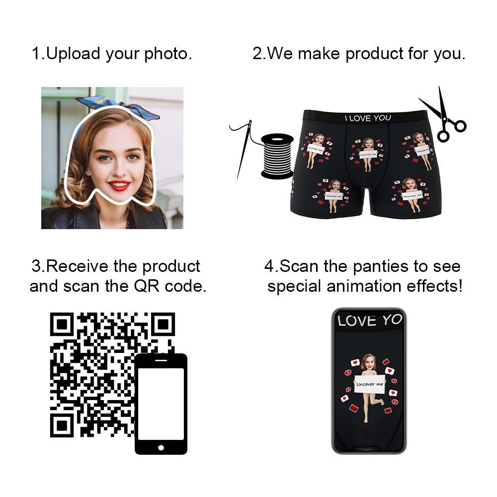 Custom Photo Boxer Uncover Me Underwear Men's Underwear Gift For Boyfriend AR View Valentine's Day Gift-Blongser