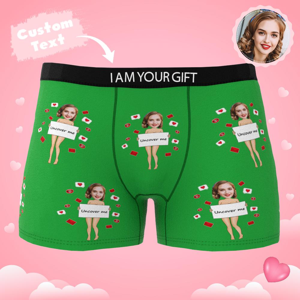 Custom Photo Boxer Uncover Me Underwear Men's Underwear Gift For Boyfriend AR View Valentine's Day Gift-Blongser