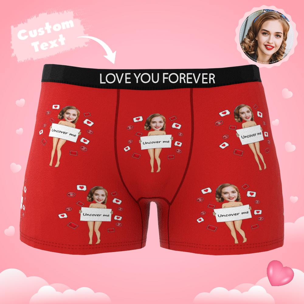Custom Photo Boxer Uncover Me Underwear Men's Underwear Gift For Boyfriend AR View Valentine's Day Gift-Blongser