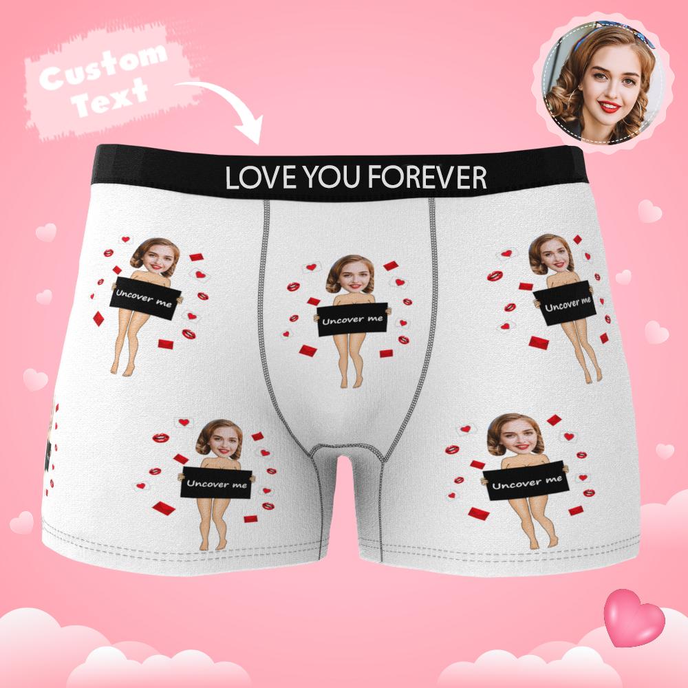 Custom Photo Boxer Uncover Me Underwear Men's Underwear Gift For Boyfriend AR View Valentine's Day Gift-Blongser