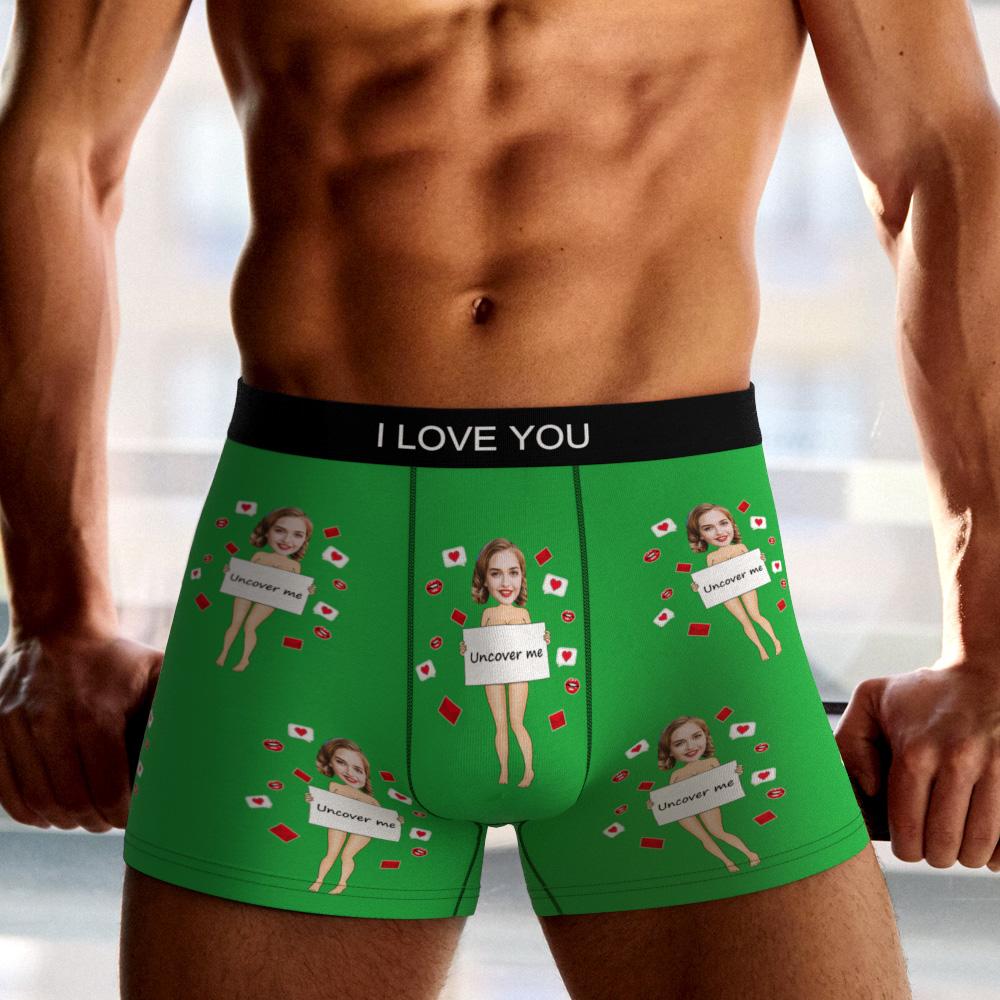 Custom Photo Boxer Uncover Me Underwear Men's Underwear Gift For Boyfriend AR View Valentine's Day Gift-Blongser