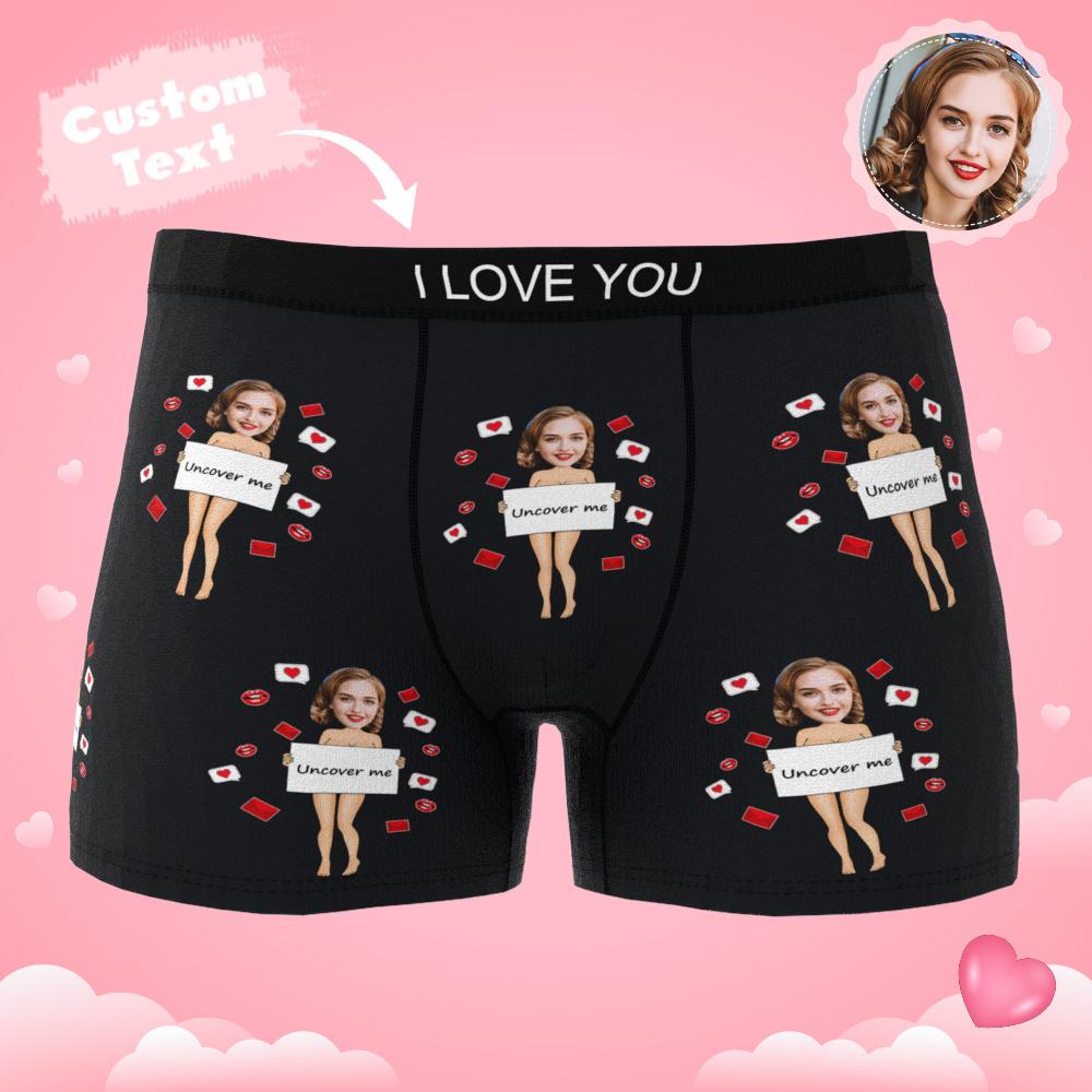 Custom Photo Boxer Uncover Me Underwear Men's Underwear Gift For Boyfriend AR View Valentine's Day Gift-Blongser