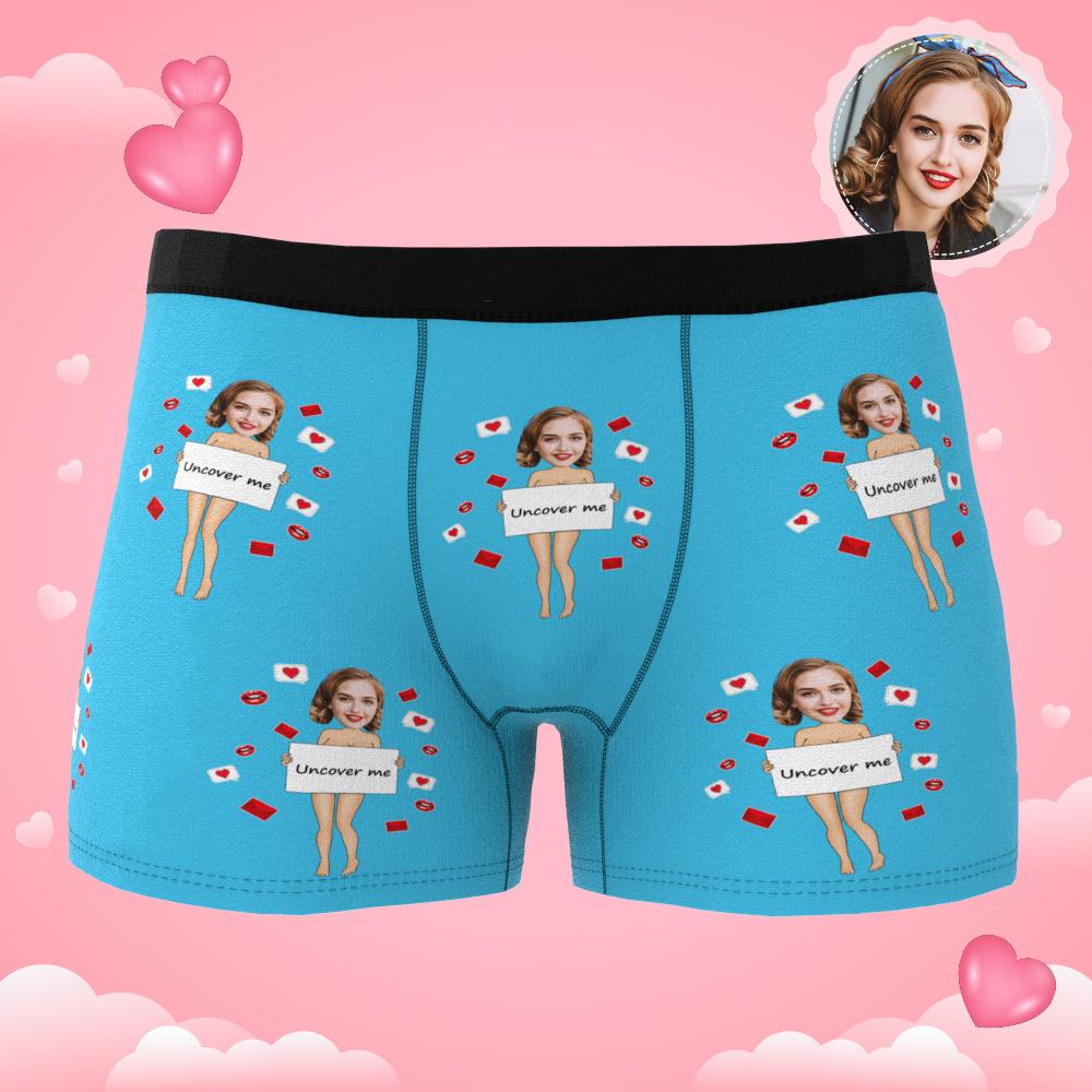 Custom Photo Boxer Uncover Me Underwear Men's Underwear Gift For Boyfriend AR View Valentine's Day Gift-Blongser