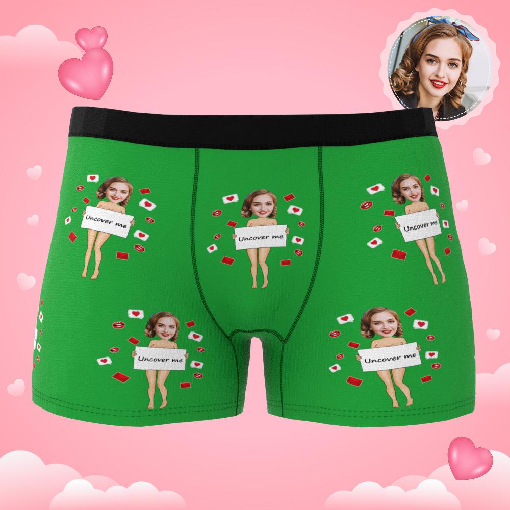 Custom Photo Boxer Uncover Me Underwear Men's Underwear Gift For Boyfriend AR View Valentine's Day Gift-Blongser