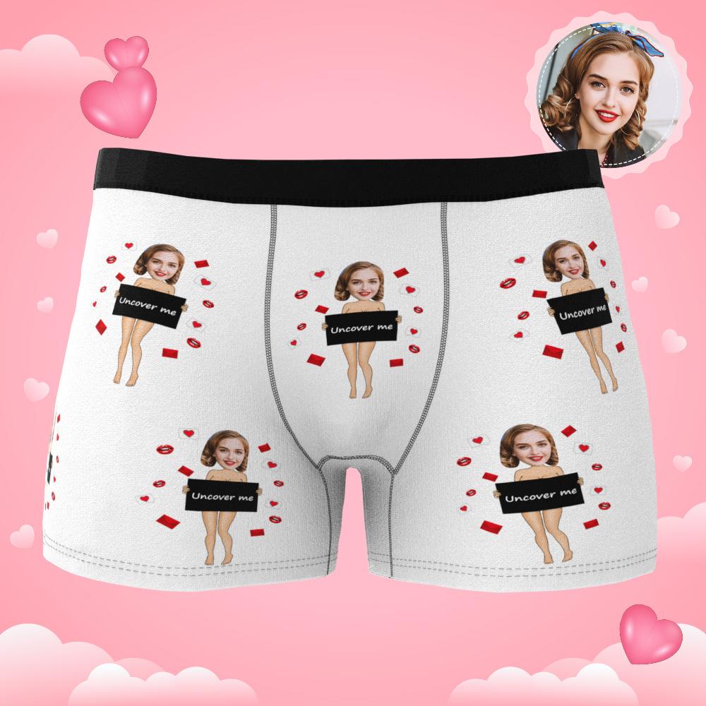 Custom Photo Boxer Uncover Me Underwear Men's Underwear Gift For Boyfriend AR View Valentine's Day Gift-Blongser