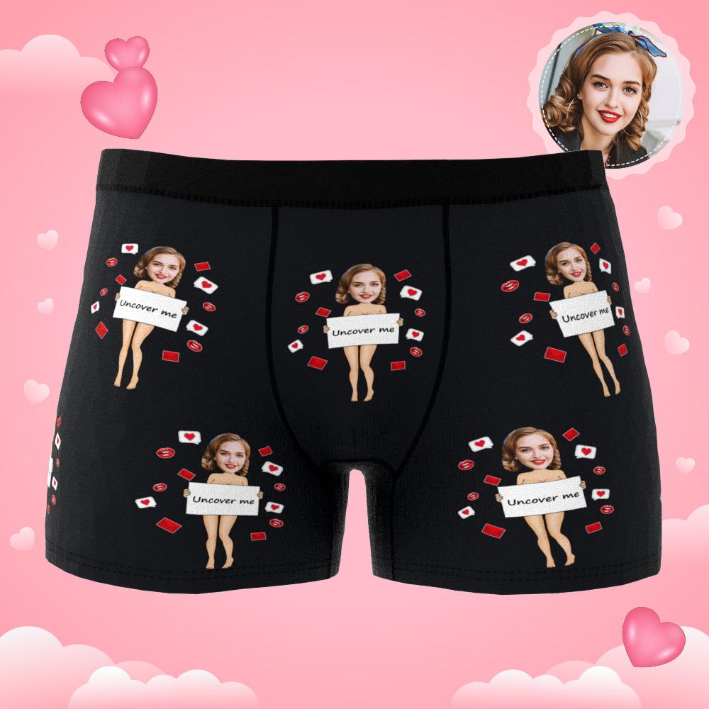 Custom Photo Boxer Uncover Me Underwear Men's Underwear Gift For Boyfriend AR View Valentine's Day Gift-Blongser