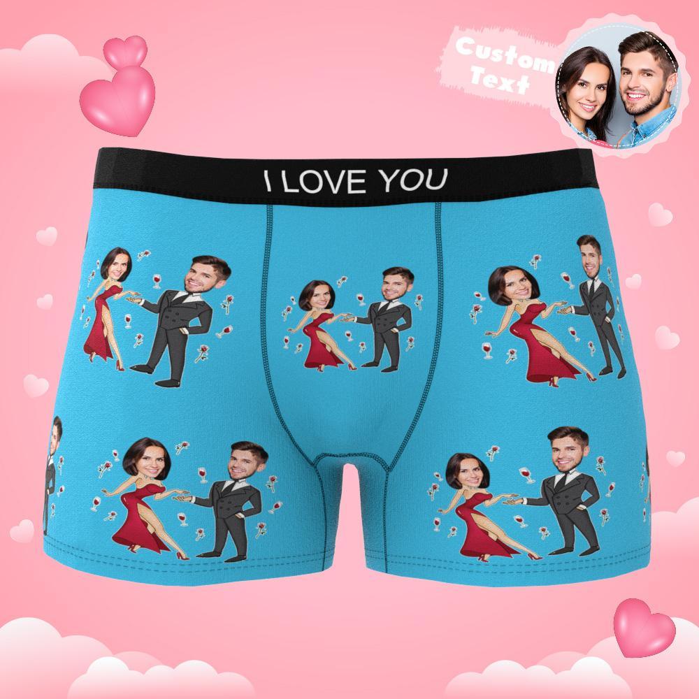 Custom Face Boxer Briefs Dancing Couple Men's Underwear AR View-Blongser