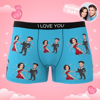 Custom Face Boxer Briefs Dancing Couple Men's Underwear AR View-Blongser
