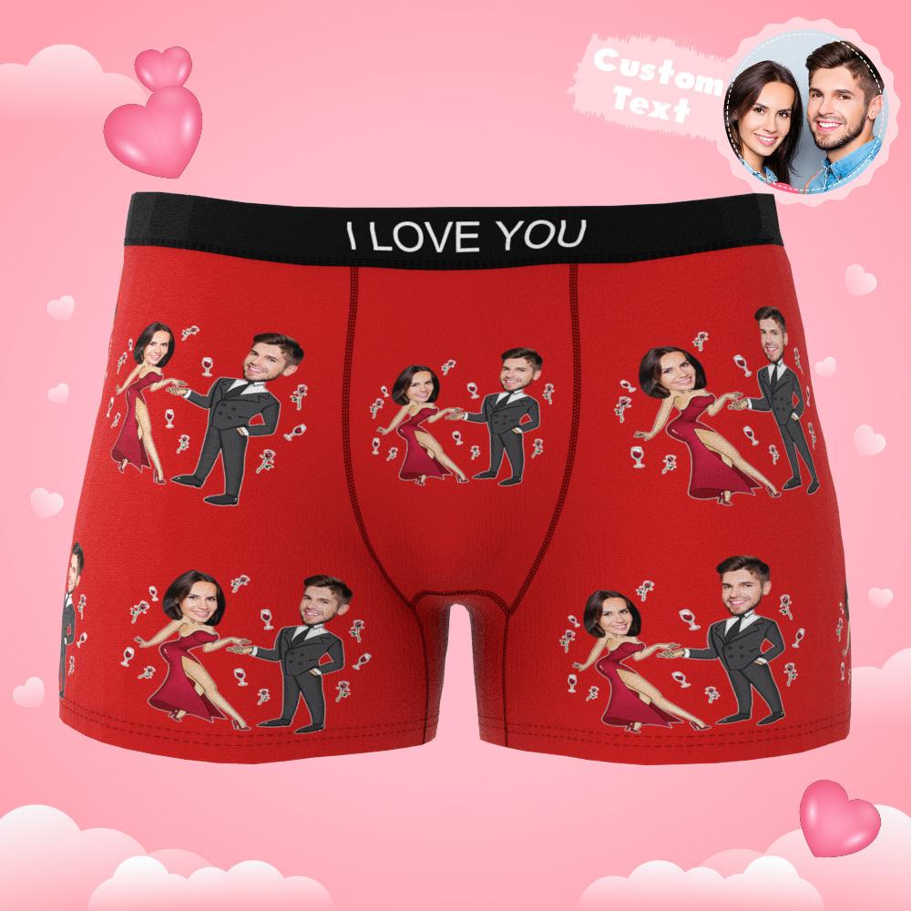 Custom Face Boxer Briefs Dancing Couple Men's Underwear AR View-Blongser