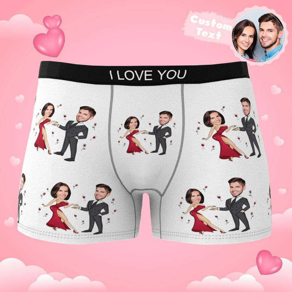Custom Face Boxer Briefs Dancing Couple Men's Underwear AR View-Blongser