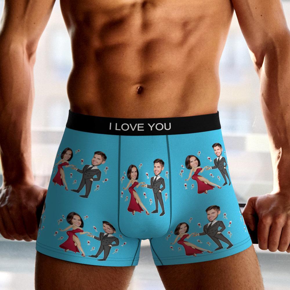 Custom Face Boxer Briefs Dancing Couple Men's Underwear AR View-Blongser