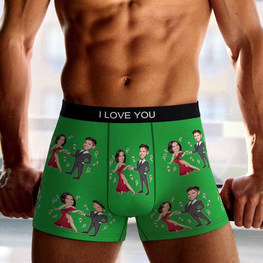 Custom Face Boxer Briefs Dancing Couple Men's Underwear AR View-Blongser