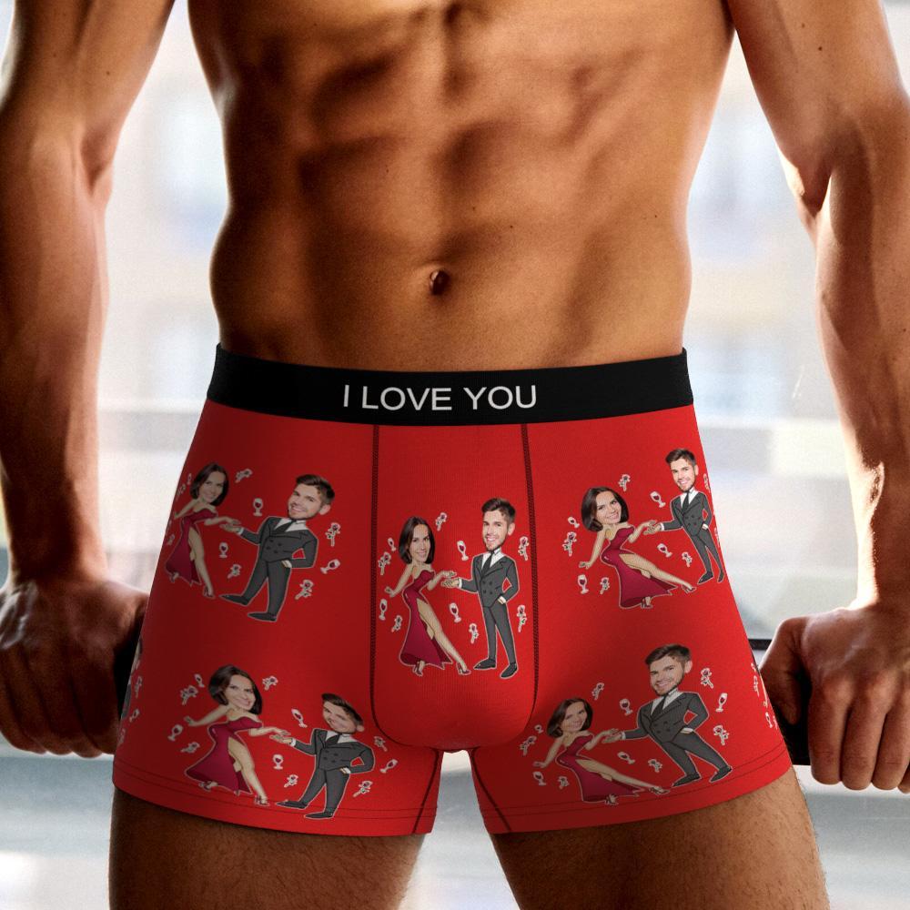 Custom Face Boxer Briefs Dancing Couple Men's Underwear AR View-Blongser
