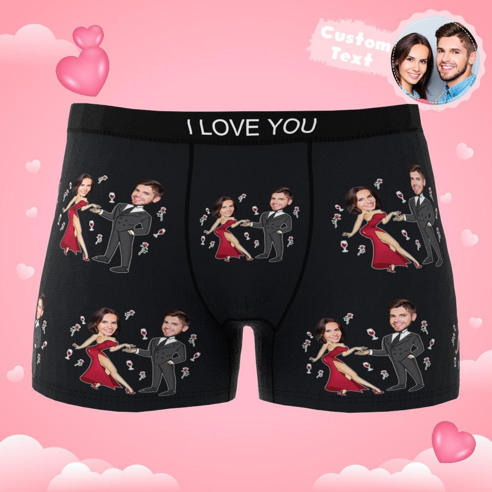 Custom Face Boxer Briefs Dancing Couple Men's Underwear AR View-Blongser