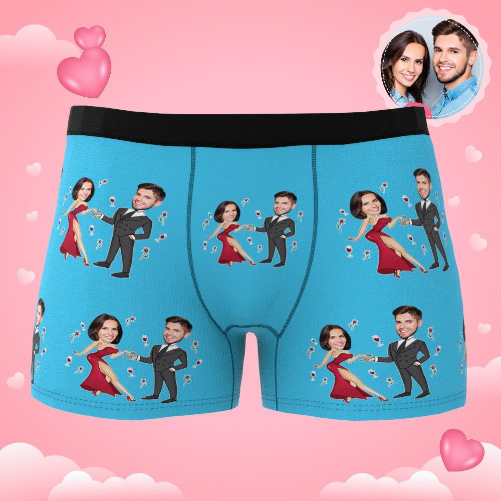Custom Face Boxer Briefs Dancing Couple Men's Underwear AR View-Blongser