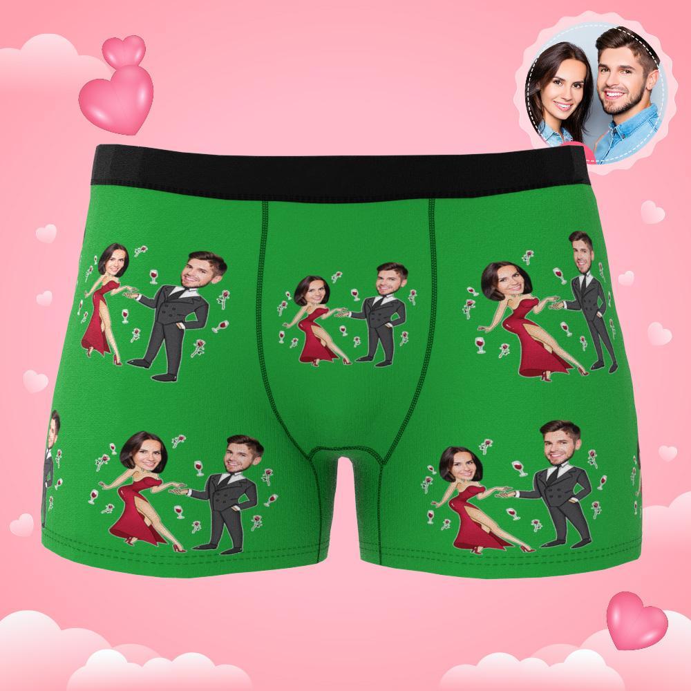 Custom Face Boxer Briefs Dancing Couple Men's Underwear AR View-Blongser