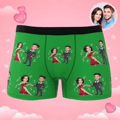 Custom Face Boxer Briefs Dancing Couple Men's Underwear AR View-Blongser