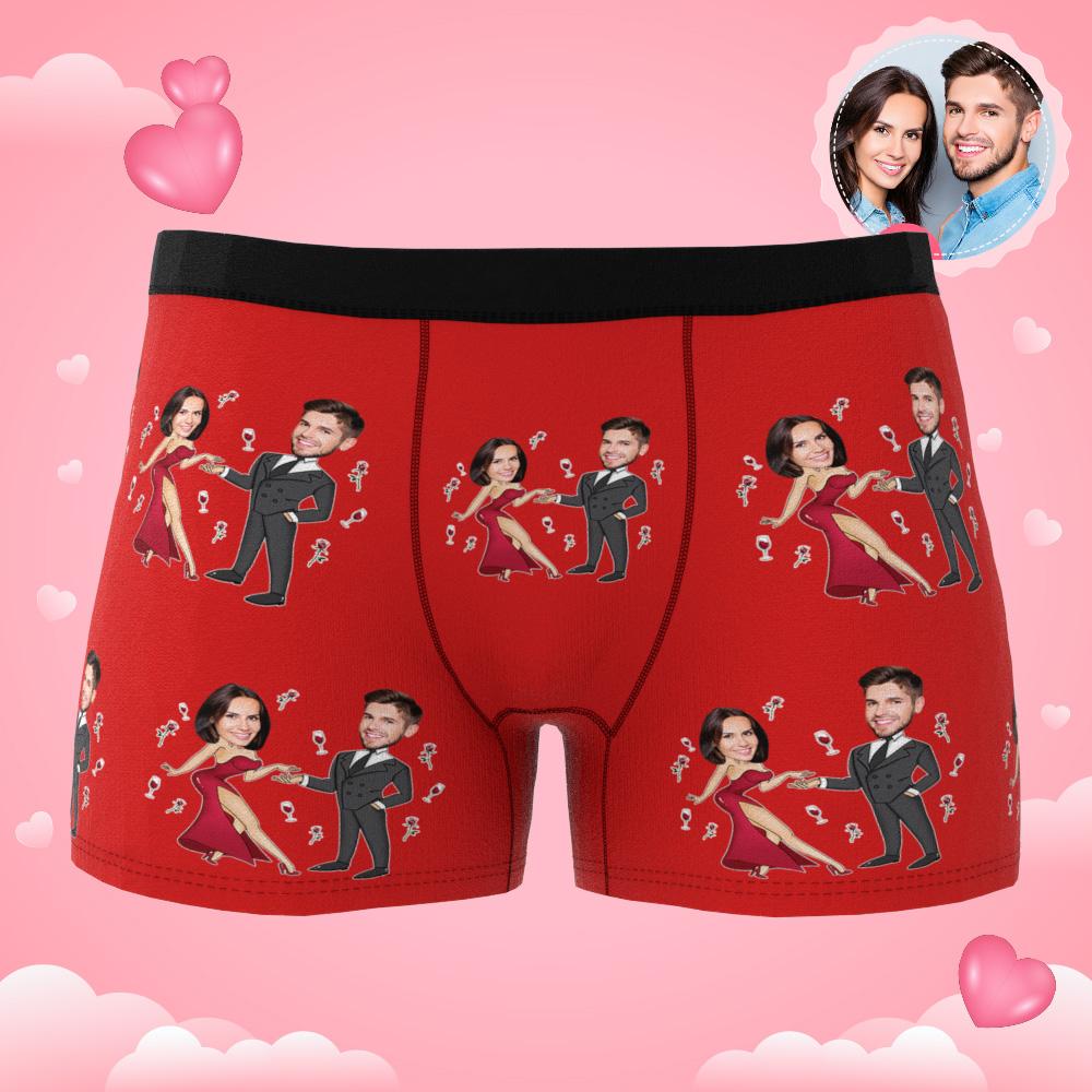 Custom Face Boxer Briefs Dancing Couple Men's Underwear AR View-Blongser