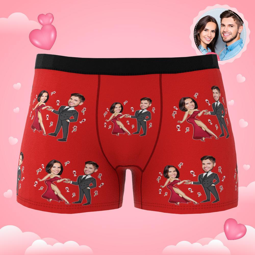 Custom Face Boxer Briefs Dancing Couple Men's Underwear AR View-Blongser