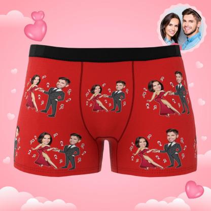 Custom Face Boxer Briefs Dancing Couple Men's Underwear AR View-Blongser