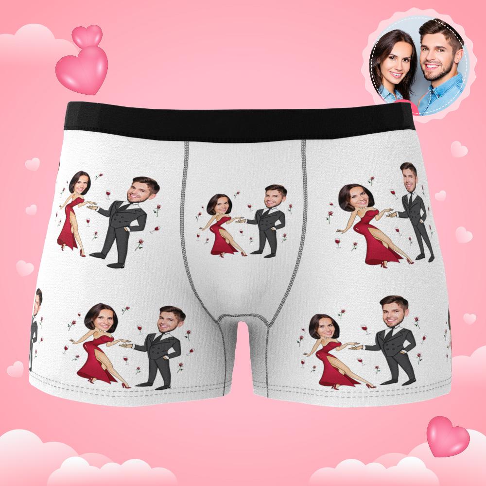 Custom Face Boxer Briefs Dancing Couple Men's Underwear AR View-Blongser