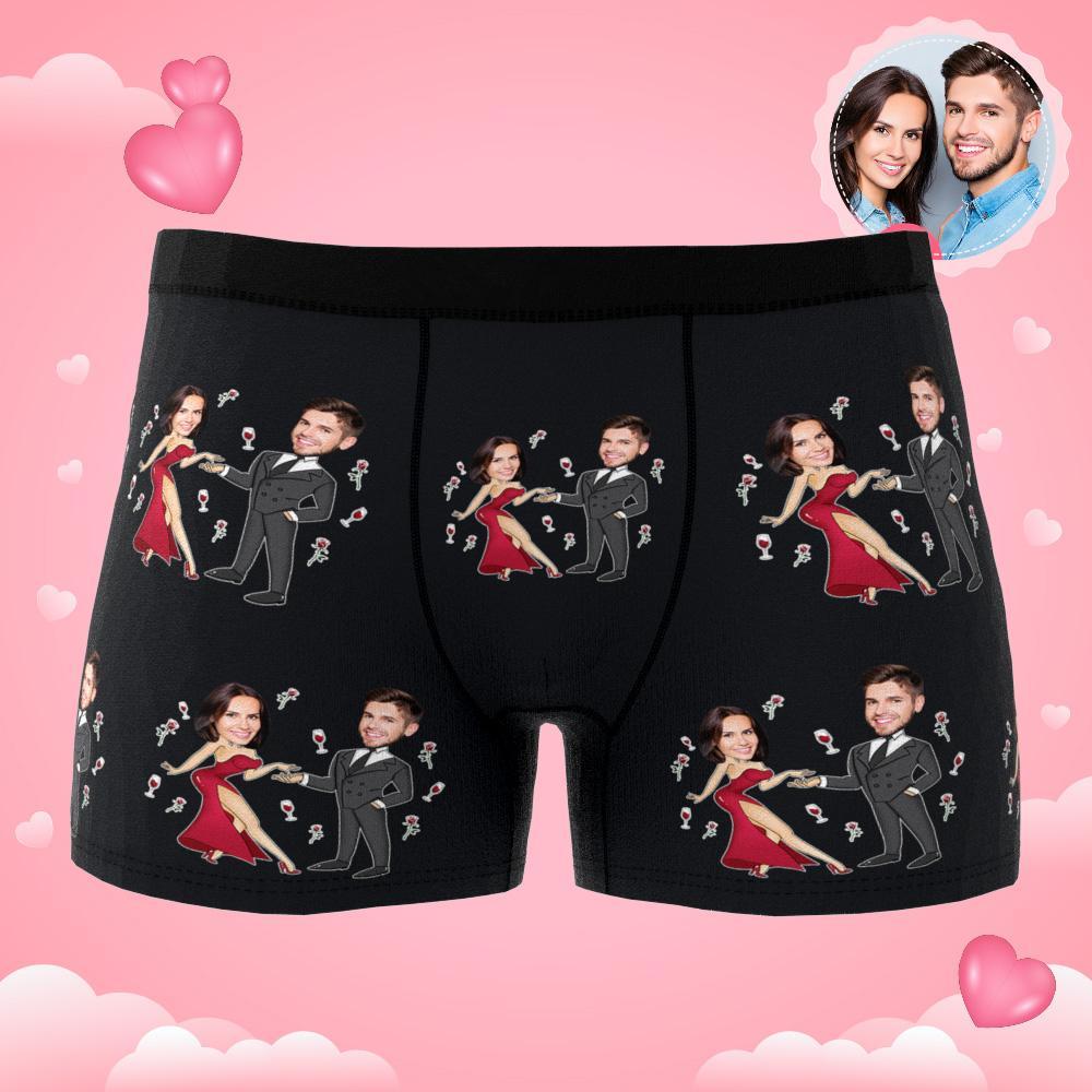 Custom Face Boxer Briefs Dancing Couple Men's Underwear AR View-Blongser