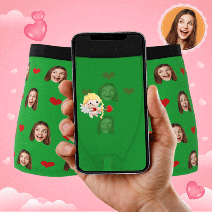Custom Photo Boxer Men's, Heart Face Underwear - Men-Blongser