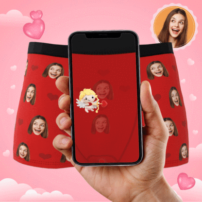 Custom Photo Boxer Men's, Heart Face Underwear - Men-Blongser