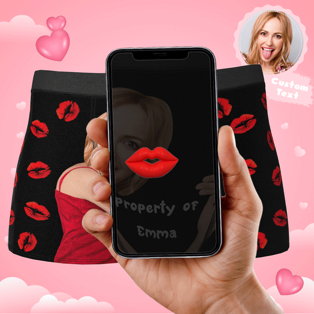 Custom Sexy Red Lips Boxer Brief with Face and Name-Blongser