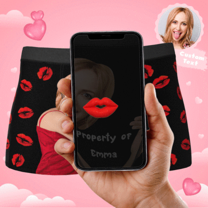 Custom Sexy Red Lips Boxer Brief with Face and Name-Blongser