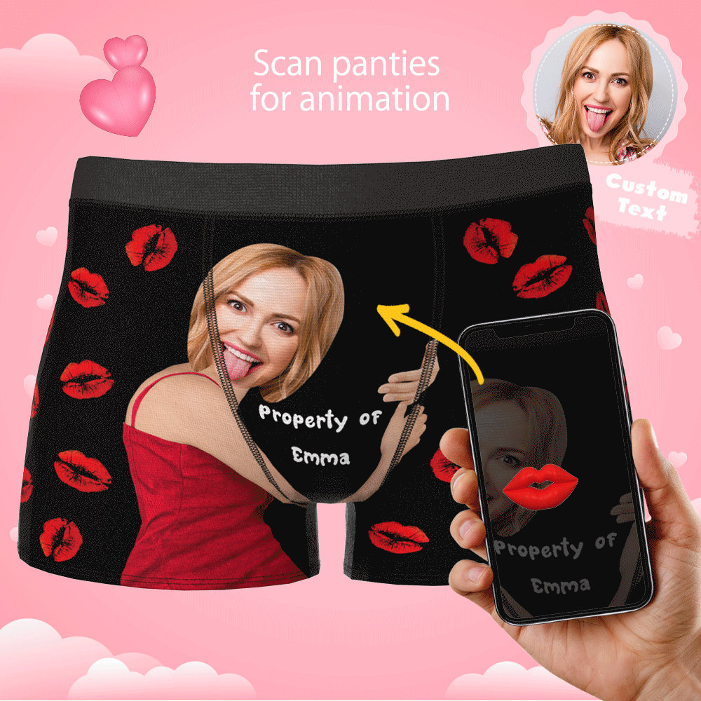 Custom Sexy Red Lips Boxer Brief with Face and Name-Blongser