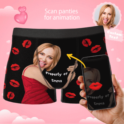 Custom Sexy Red Lips Boxer Brief with Face and Name-Blongser