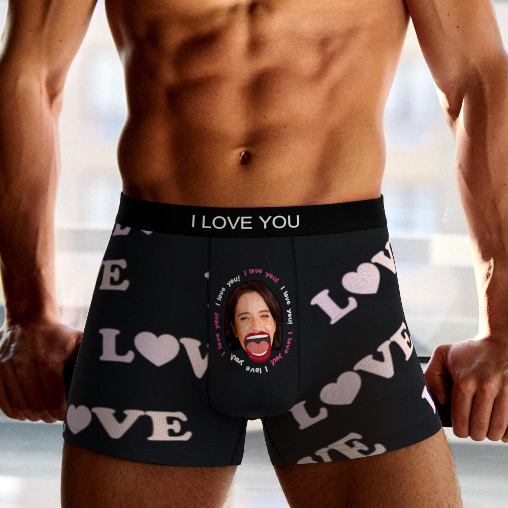 Custom Photo Boxer Kiss Underwear Men's Underwear Gift For Boyfriend AR View-Blongser
