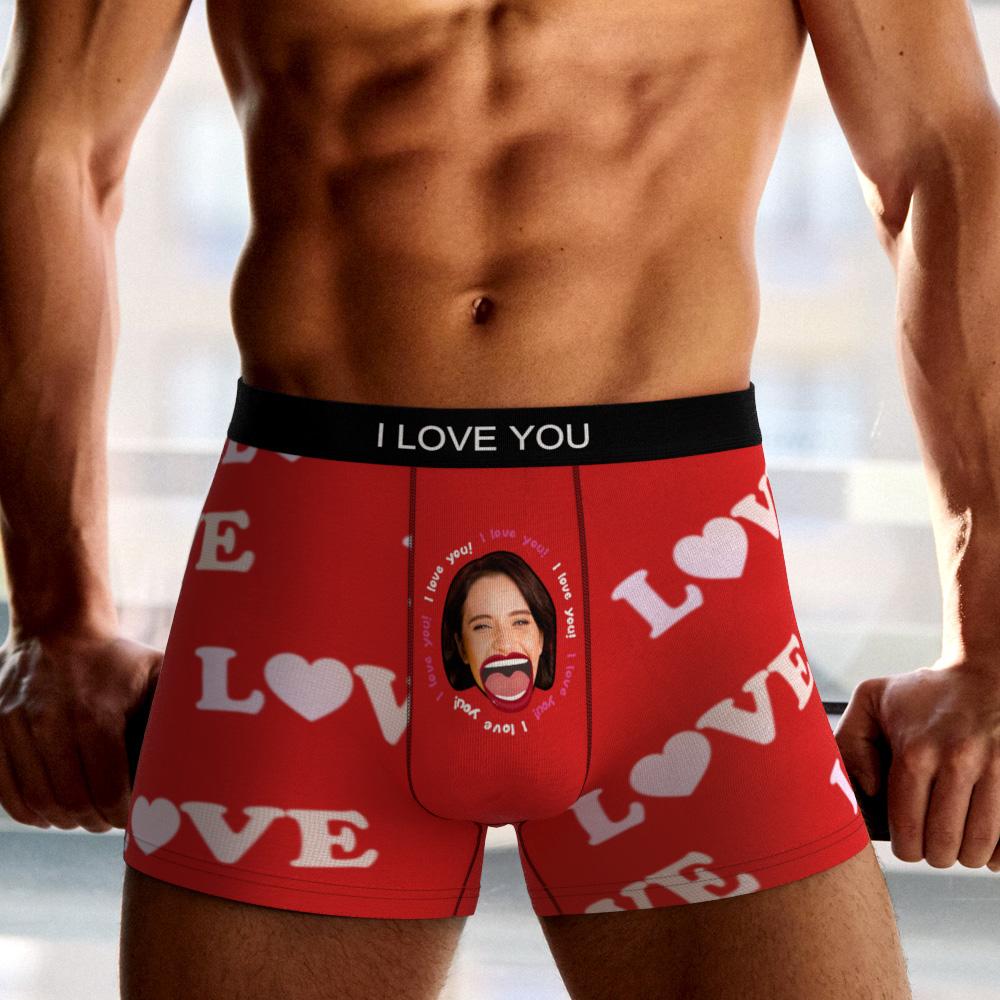 Custom Photo Boxer Kiss Underwear Men's Underwear Gift For Boyfriend AR View-Blongser