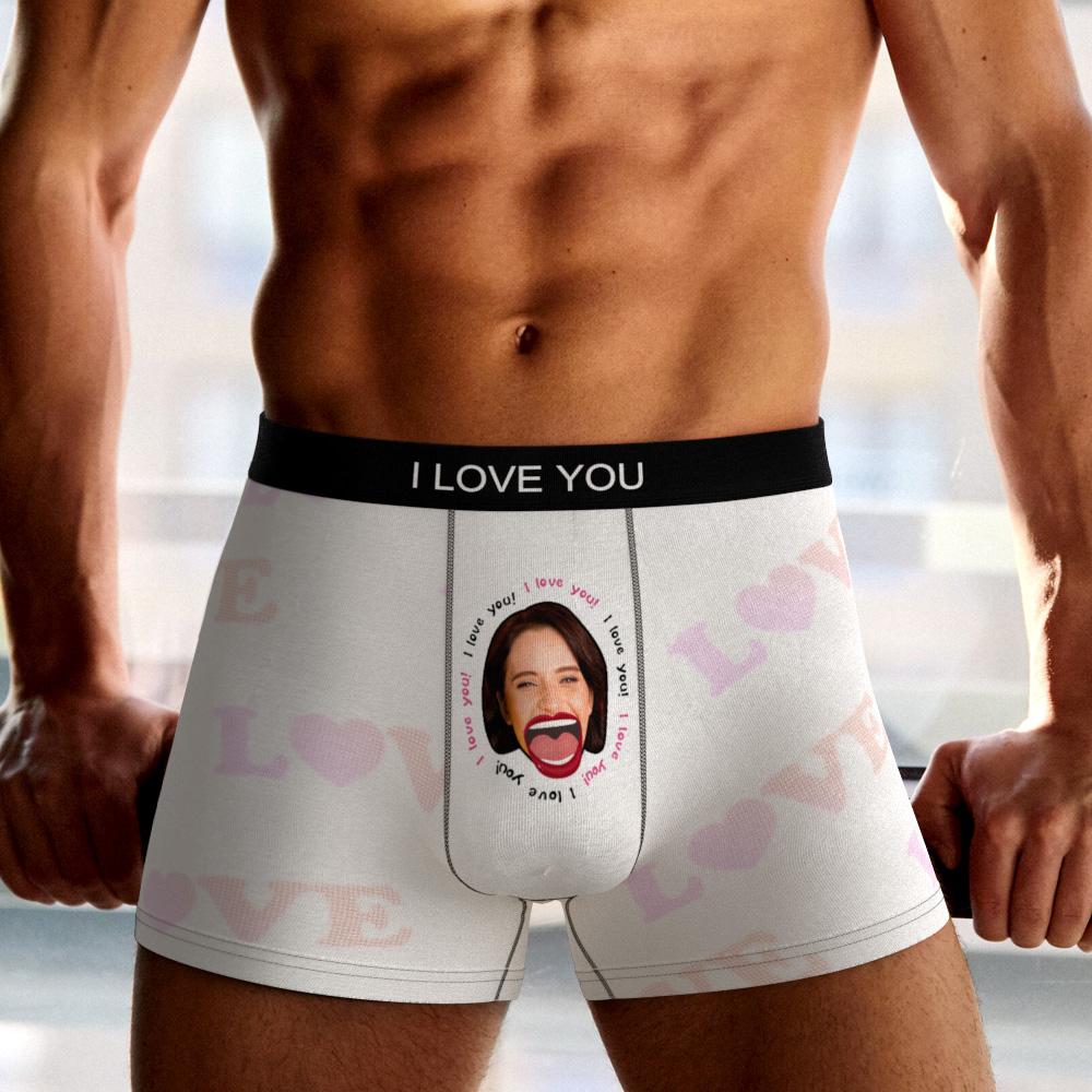 Custom Photo Boxer Kiss Underwear Men's Underwear Gift For Boyfriend AR View-Blongser