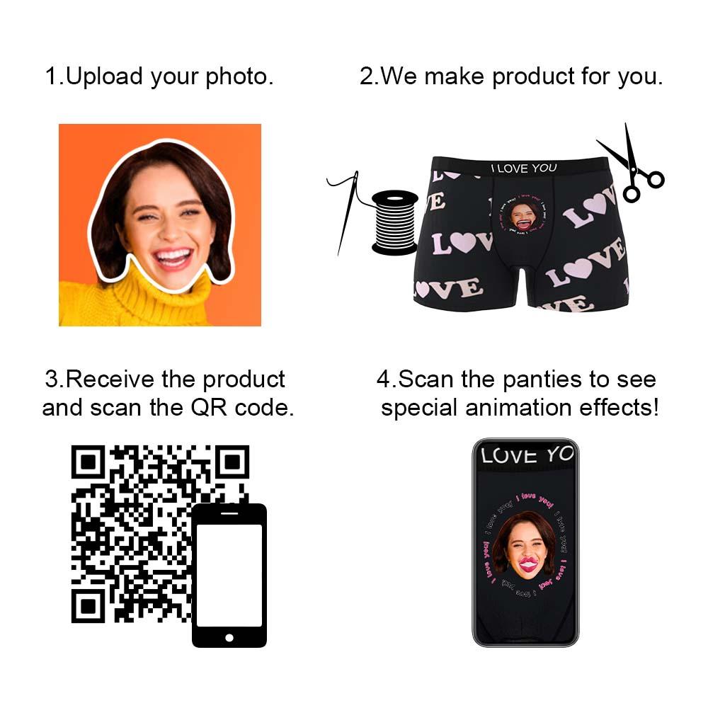 Custom Photo Boxer Kiss Underwear Men's Underwear Gift For Boyfriend AR View-Blongser