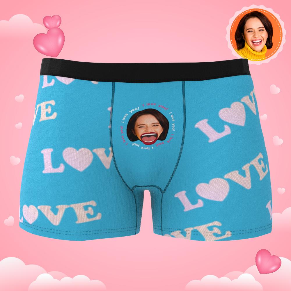 Custom Photo Boxer Kiss Underwear Men's Underwear Gift For Boyfriend AR View-Blongser