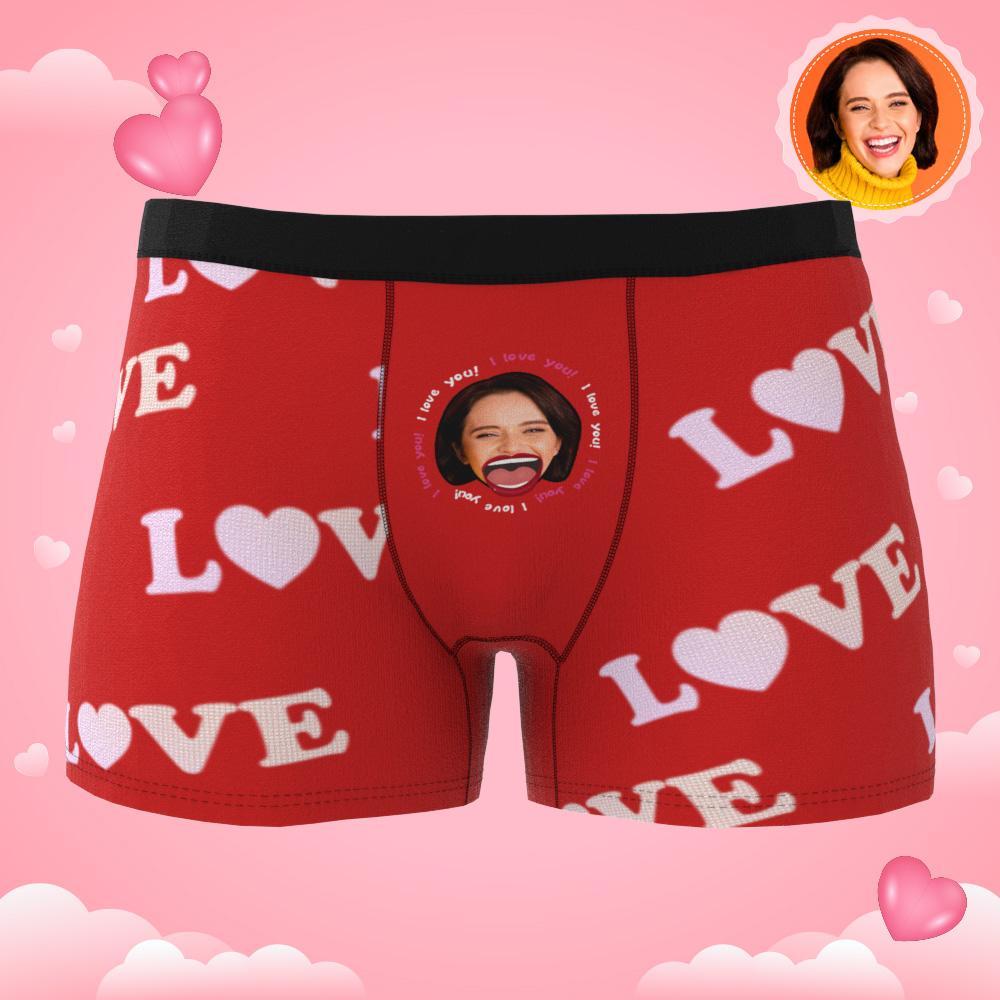 Custom Photo Boxer Kiss Underwear Men's Underwear Gift For Boyfriend AR View-Blongser