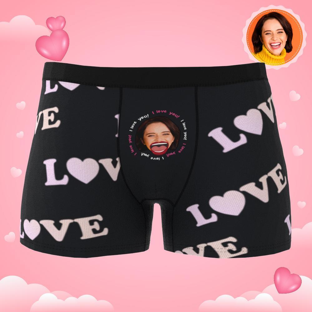 Custom Photo Boxer Kiss Underwear Men's Underwear Gift For Boyfriend AR View-Blongser