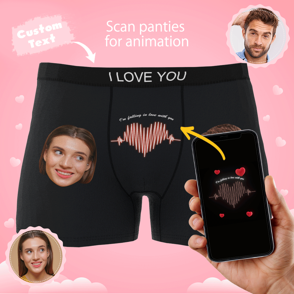 Custom Photo Boxer Electrocardiogram Underwear Men's Underwear Gift For Boyfriend AR View-Blongser