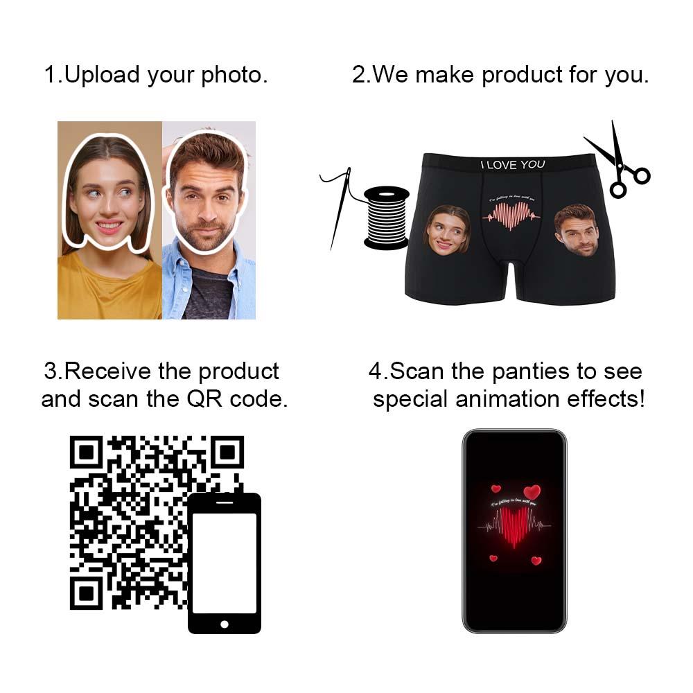 Custom Photo Boxer Electrocardiogram Underwear Men's Underwear Gift For Boyfriend AR View-Blongser