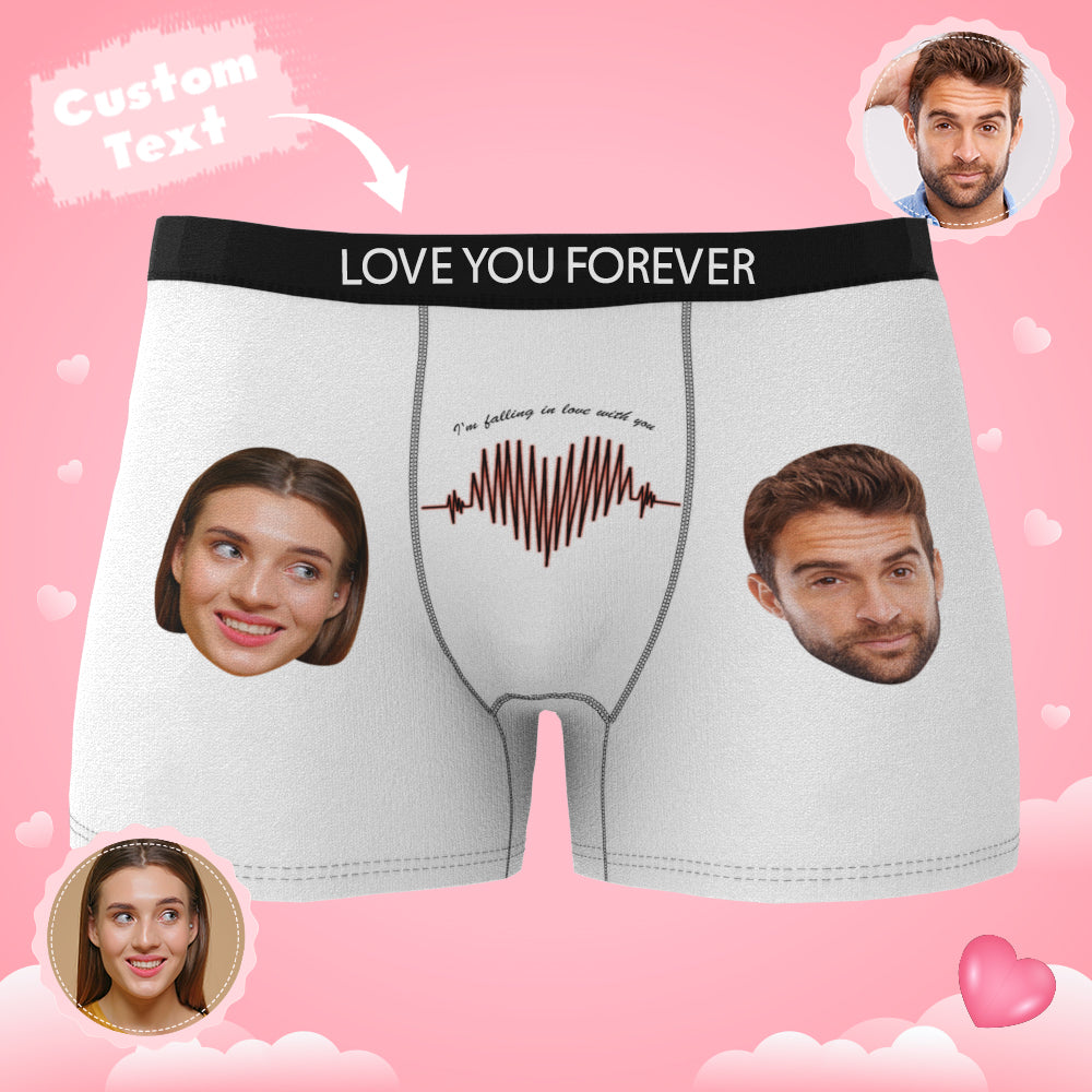 Custom Photo Boxer Electrocardiogram Underwear Men's Underwear Gift For Boyfriend AR View-Blongser